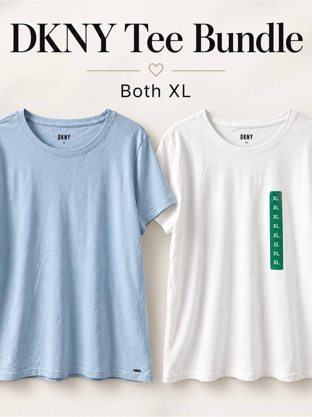 DKNY Short Sleeve Tee Pair - Light Blue & White